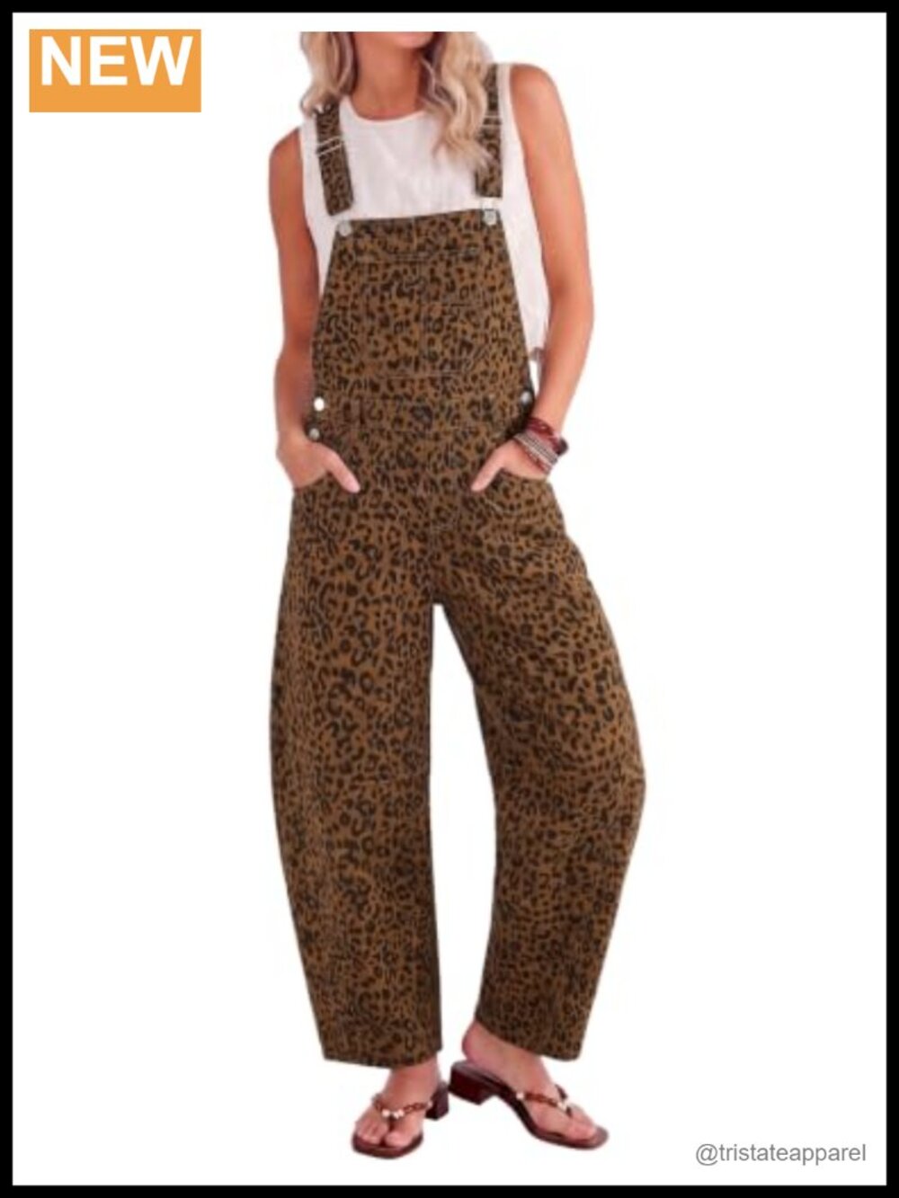 Leopard Print Barrel Overalls Loose 90s Adjustable Straps Womens